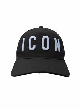 DSQUARED2 Black ICON Baseball Cap White Logo Hat Streetwear BNWT Rare